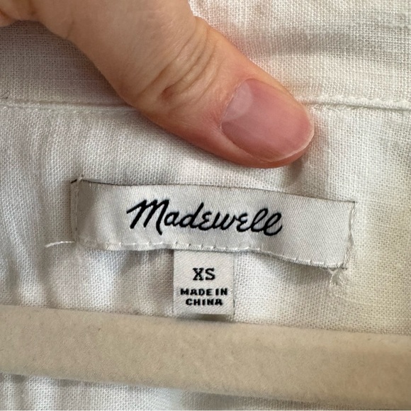 Madewell XS Linen-Blend Hayden Popover Top in White Coastal Boho Lagenlook Beach - Picture 3 of 10